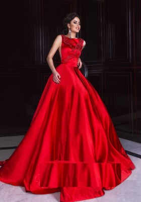 Длинное вечернее платье в пол 16116 красное