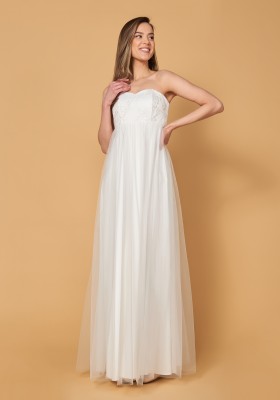 Романтичное белое платье с завышенной талией с расшитым корсетом