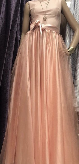 Платье П-104  ECO+ Атлас+Фатин Maxi розовый