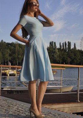 Платье П-1 Креп Midi голубое