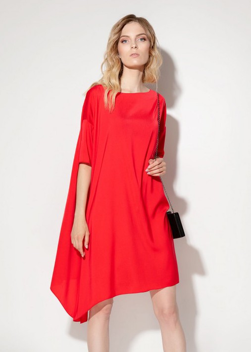 Шелковое платье-туника (красный)