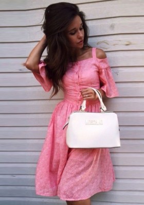 Платья с юбкой-солнце миди MiraSezar Wind розовое 
