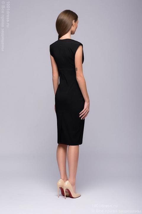 Черное платье-футляр без рукавов с V-образным вырезом - Черное платье-футляр без рукавов с V-образным вырезом