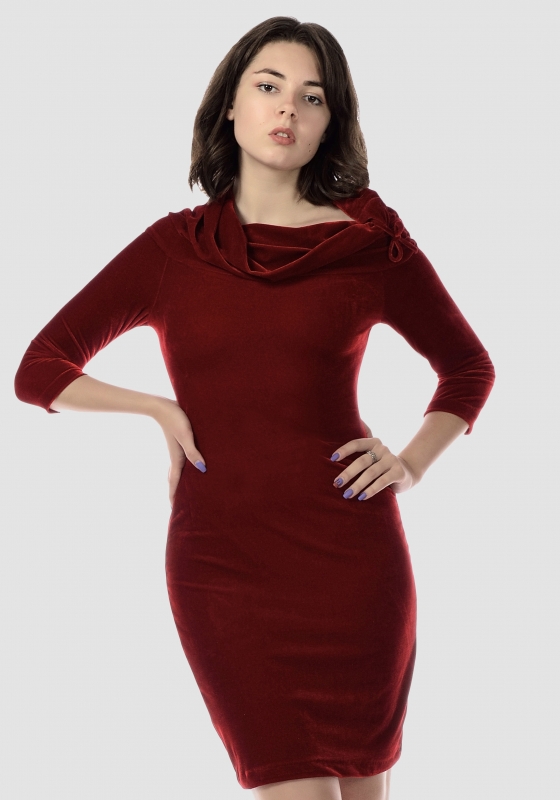 Дизайнерское платье из бархата, красное - Дизайнерское платье из бархата, красное