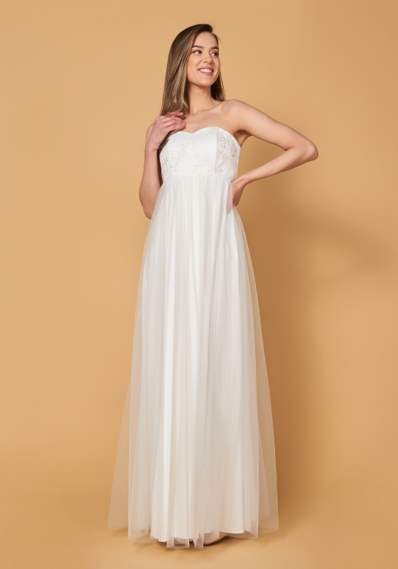 Романтичное белое платье с завышенной талией с расшитым корсетом - Романтичное белое платье с завышенной талией с расшитым корсетом