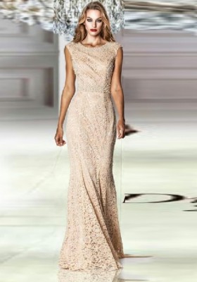 Прозрачное платье без рукавов с пайетками Paris Fashion 264 золотое