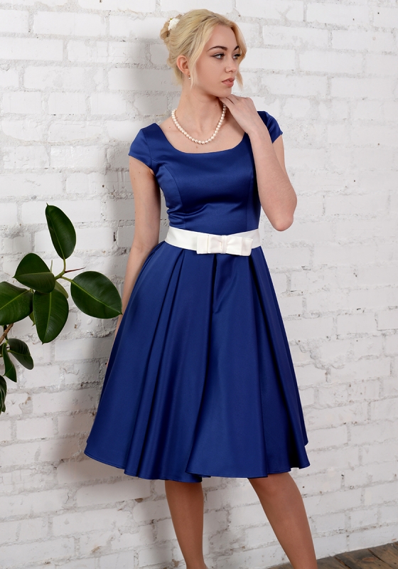 Коктейльное платье с вырезом по спине Кейт (синий) - Коктейльное платье с вырезом по спине Кейт (синий)
