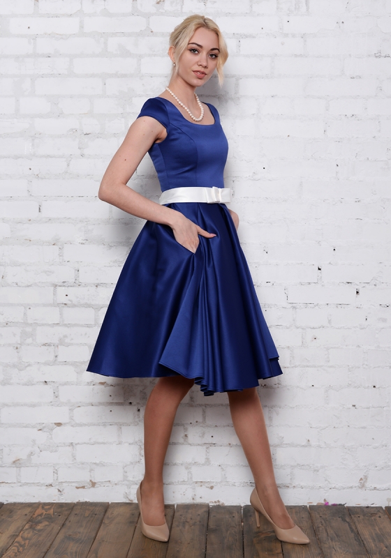 Коктейльное платье с вырезом по спине Кейт (синий) - Коктейльное платье с вырезом по спине Кейт (синий)