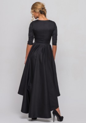  Асимметричное платье с рукавом  Sk House 2149 чёрное