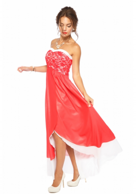 Асимметричное платье с кружевом без рукавов   Leleya Раймонда красное 