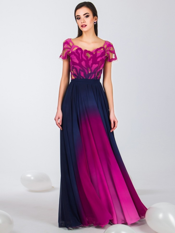 Длинное вечернее платье в пол  Seam 4690 фиолетовое 