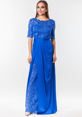 Кружевное платье с разрезом в пол   Seam 4720 синее 