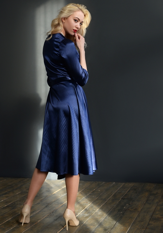 Обворожительное платье на запах, синее - Обворожительное платье на запах, синее