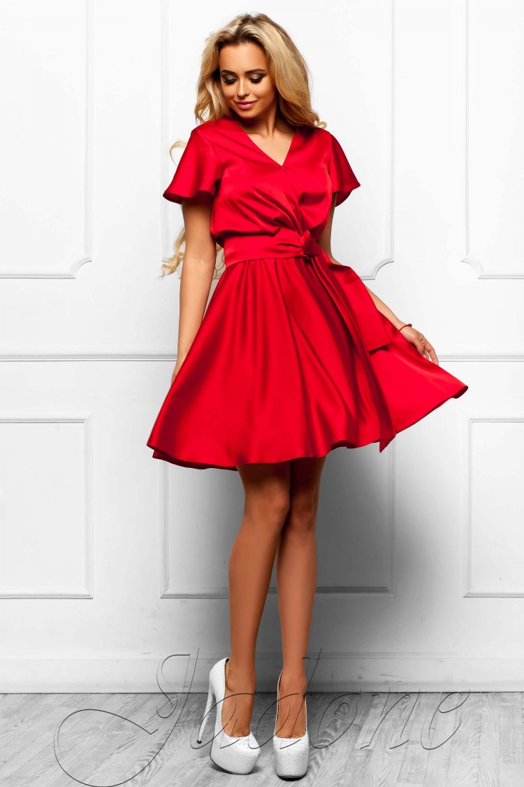 Платье с юбкой солнце-клеш JDN6 красное